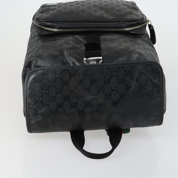 GUCCI GG Implementation Web Sherry Line Backpack Black Silver 347984 Auth ka1009